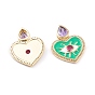Brass Micro Pave Cubic Zirconia Pendants, with Enamel, Long-Lasting Plated, Heart with Eye, Real 18K Gold Plated