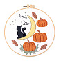 Наборы для вышивки на тему хэллоуина своими руками, включая набивную хлопчатобумажную ткань, нитки и иглы для вышивания, кот/призрак/тыква узор