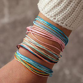 Bracelet en corde tressée colorée à la mode - style plage bohème, européen et américain, bracelet ligne pour femme.