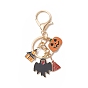 Halloween Theme Alloy Enamel Keychains, with Iron Keychain Clasp Findings, Pumpkin & Ghost & Haunted House