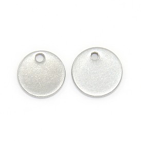 Mode 304 acier inoxydable pendentifs ronds plat, 8.5x1mm, Trou: 1mm