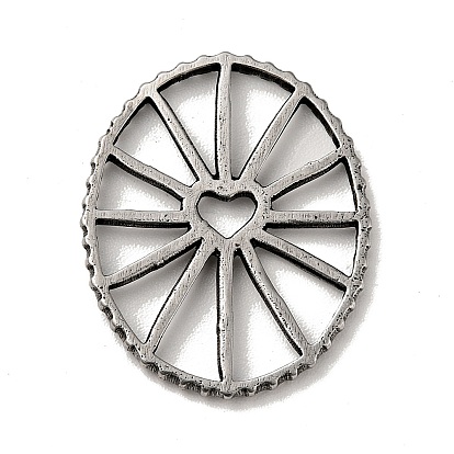 Estilo tibetano 304 carpinteros de filigrana de acero inoxidable, rueda ovalada con patrón de corazón
