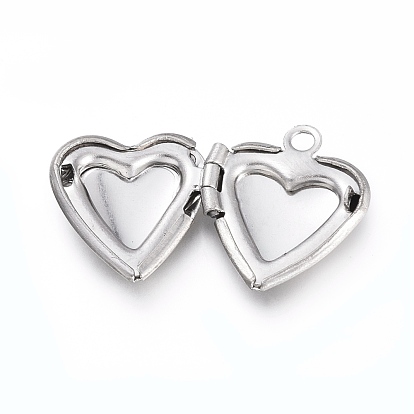 316 inoxydable pendentifs médaillon en acier, cadre de photo charmant pour colliers, cœur