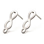 Infinity Shape 201 Stainless Steel Stud Earrings Findings, with 304 Stainless Steel Pins & Horizontal Loop