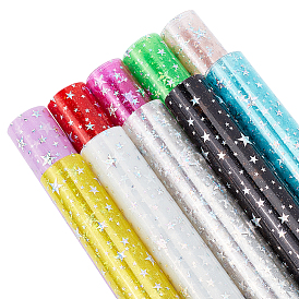 A4 PVC Vinyl Sparkle Fabric Sheets, for DIY Handmade Pencil Case Shiny Bags Bows Craft Material, Star
