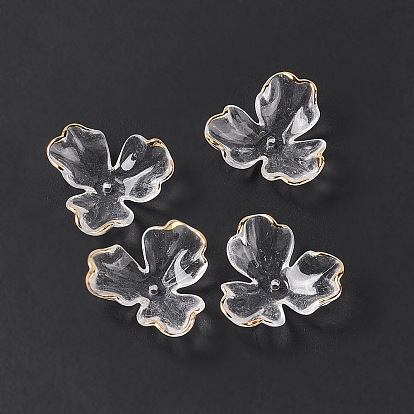 Transparent Acrylic Bead Caps, AB Color, 3-Petal Flower