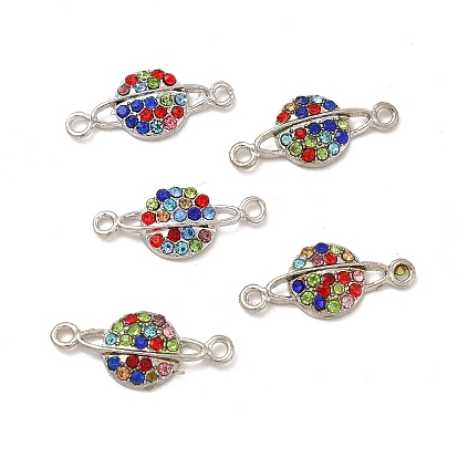 Alloy Connector Charms with Colorful Rhinestone, Planet Links, Nickel