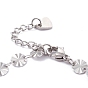 304 Stainless Steel Flat Round Link Chain Bracelets, with Lobster Claw Clasps, Textured