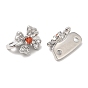 Glass Connector Charms, Real 18K Gold Plated/Real Platinum Plated Brass Flower Links