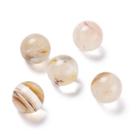 Tigerskin perles de verre, pas de trous / non percés, pour création de fil enroulé pendentif , ronde