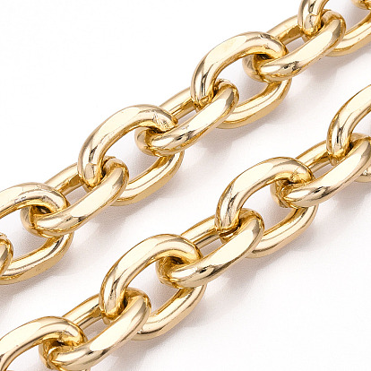 Aluminum Faceted Cable Chains, Diamond Cut Oval Link Chains, Unwelded