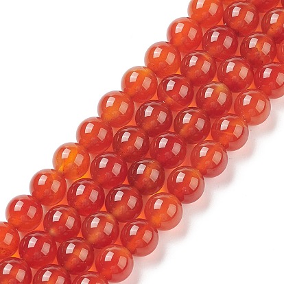 Gemstone Beads Strands, Carnelian, Dyed, Round, Dark Orange, 8mm, Hole: 1mm, about 50pcs/strand, 15~16 inch