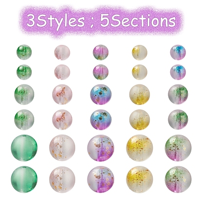 565 piezas 15 colores perlas de vidrio pintadas con spray esmerilado, con la hoja de oro, rondo
