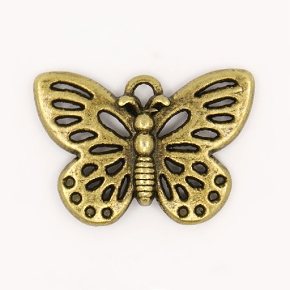 Alloy Pendants, Cadmium Free & Lead Free, Butterfly, 18x25x2mm, Hole: 1mm