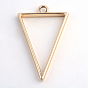 Matte Style Rack Plating Alloy Triangle Open Back Bezel Pendants, For DIY UV Resin, Epoxy Resin, Pressed Flower Jewelry, Cadmium Free & Nickel Free & Lead Free, 39x25x3.5mm, Hole: 3mm