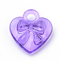 Transparent Acrylic Charms, Heart with Bowknot
