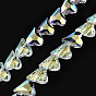 Electroplate Transparent Glass Beads Strands, Faceted, Heart