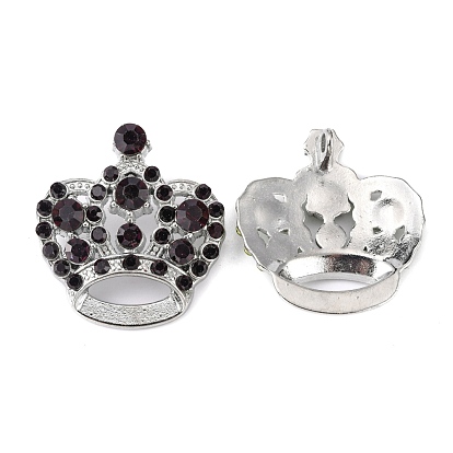 Rhinestone Pendants, Cadmium Free & Lead Free, with Alloy Findings, Crown, 31x29x10mm, Hole: 3mm
