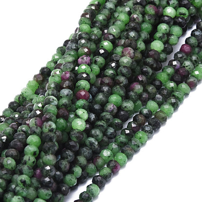 Natural Ruby in Zoisite Beads Strands, Faceted, Rondelle
