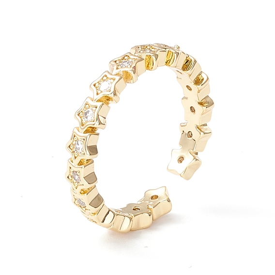 Кольцо-манжета со звездой из прозрачного кубического циркония, изысканное латунное открытое кольцо для женщин, без кадмия и без свинца