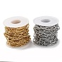 304 Stainless Steel Textured Paperclip Chains, Soldered, with Spool