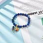 5Pcs 5 Style Natural & Synthetic Mixed Gemstone Stretch Bracelets Set, Yoga Chakra Gemstone Chips Heart with Tree Charms Bracelets for Women