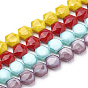 Opaque Solid Color Glass Beads Strands, Faceted, Hexagon