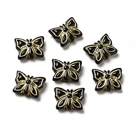 UV Plating Acrylic Beads, Golden Metal Enlaced, Butterfly