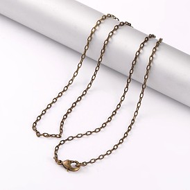 Brass Cable Chain Necklaces, with Lobster Claw Clasps