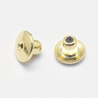 Long-Lasting Plated Brass Ear Nuts, Bullet Bullet Clutch Earring Backs with Pad, for Droopy Ears, Real 18K Gold Plated, Nickel Free