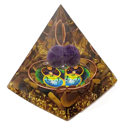 Resin Orgonite Pyramids with Ball, Resin Craft Healing Pyramids, for Spirits Lift Stress Relief