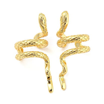 Rack Plating Brass Snake Cuff Earrings for Women, Lead Free & Cadmium Free, Long-Lasting Plated