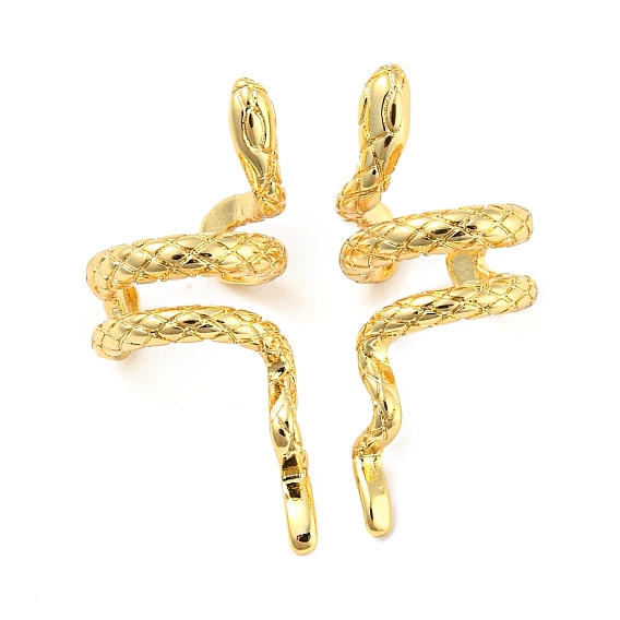 Rack Plating Brass Snake Cuff Earrings for Women, Lead Free & Cadmium Free, Long-Lasting Plated