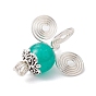 Pendentifs en perles de verre imitation jade, avec boucles en fil d'alliage de style tibétain, breloques calèche citrouille