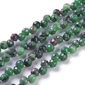 Natural Ruby Zoisite  Beads Strands, Top Drilled, Faceted, Teardrop