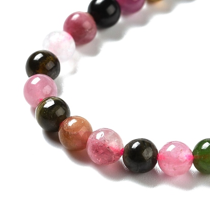 Brins de perles de tourmaline colorées naturelles, Grade a, ronde