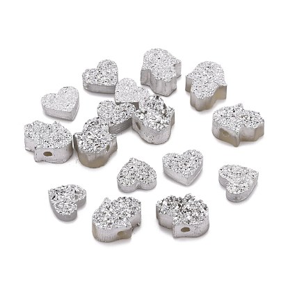 Nbeads 16 piezas 2 cuentas de resina de piedras preciosas druzy de imitación de estilo, mano de hamsa / mano de miriam y corazón