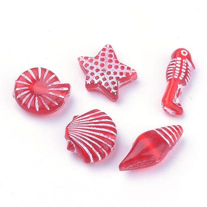 Craft Style Transparent Acrylic Charms, Mixed Shapes