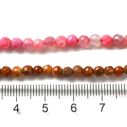 Natural Beads Strands, Dyed, Faceted, Round, 4mm, Hole: 1mm, about 90pcs/strand, 15 inch