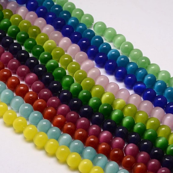 Cat Eye Beads Strands, Round, 12mm, Hole: 1mm, about 33pcs/strand, 15.5 inch