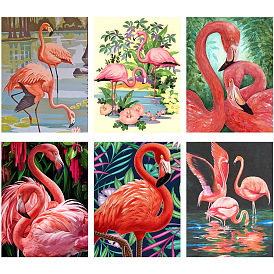 Flamingo Pattern DIY Diamond Painting Kits, Including Resin Rhinestones, Diamond Sticky Pen, Tray Plate and Glue Clay