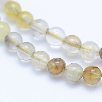 Natural Dendritic Quartz Beads Strands, Round