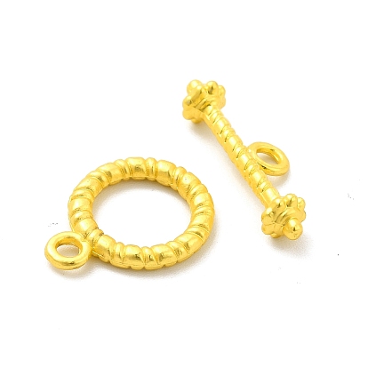 Rack Plating Alloy Toggle Clasps, Round Ring