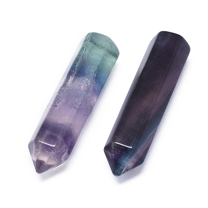 Natural Fluorite Beads, Healing Stones, Reiki Energy Balancing Meditation Therapy Wand, No Hole/Undrilled, Faceted, Bullet