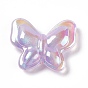 Perles acryliques opaques, avec de la poudre de paillettes, couleur ab , papillon
