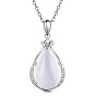 SHEGRACE 925 Sterling Silver Pendant Necklaces, with Grade AAA Cubic Zirconia and Cat Eye, Drop