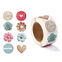 3D Flower & Heart Pattern Roll Stickers, Self-Adhesive Paper Gift Tag Stickers, for Party, Decorative Presents