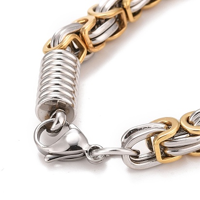 304 Stainless Steel Column Links Bracelet with Byzantine Chains for Men