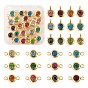 24Pcs 12 Colors 304 Stainless Steel Rhinestone Charms & Links connectors, Birthstone Charms, Flat Round