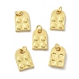 Eco-Friendly Brass Building Blocks Charms, Long-Lasting Plated, with Jump Ring, Half Oval